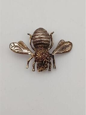 Vintage Sterling Silver Bee Brooch 925 MEX Eagle Mark Pin